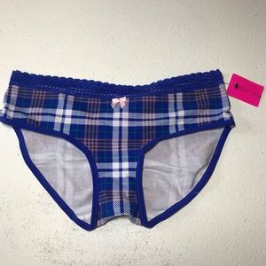Betsey Johnson blue plaid cheeky Panties Small
